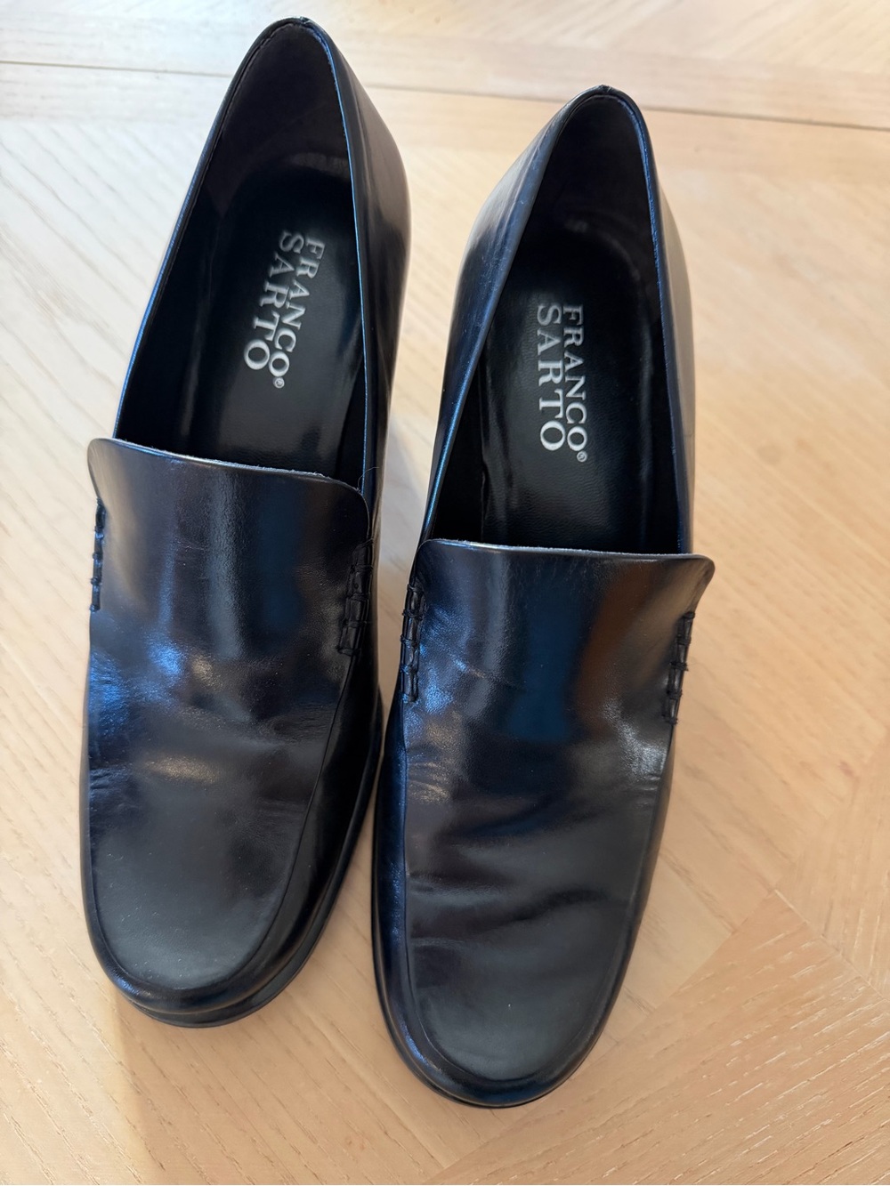 Franco Sarto Black Leather Classic Loafers